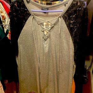 Torrid lace sleeved ringer tee